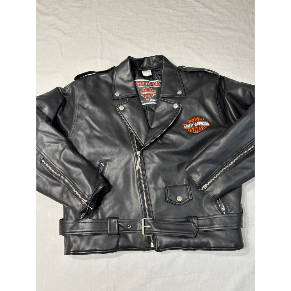 Harley-Davidson Faux Leather Biker Jacket Black Born To Ride Youth 16/18 XL
